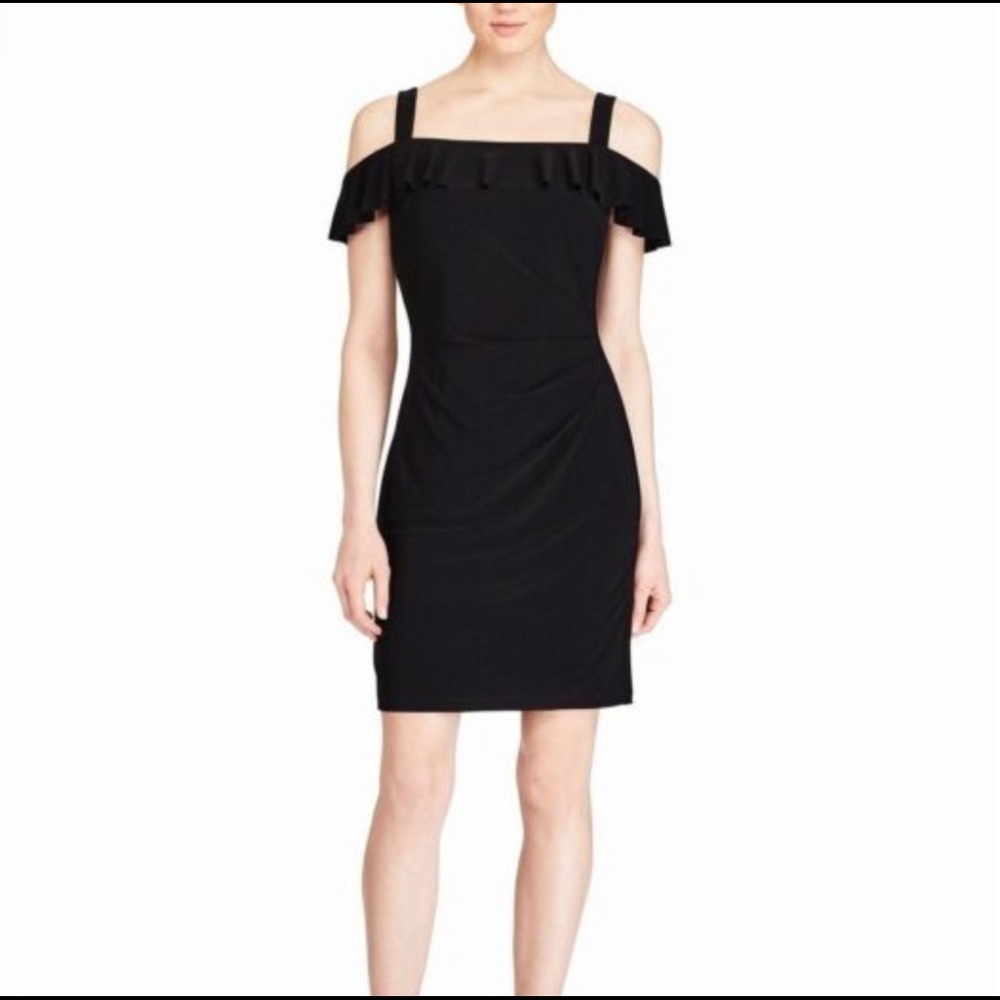 American living Ruffled off shoulder dress.